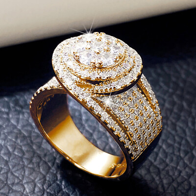#ad Luxury Women 925 Silver FilledGold Wedding Rings Cubic Zirconia Jewelry Sz 6 10 C $5.03