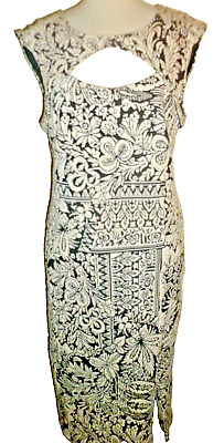 #ad NWT Bodycon Dress Anthropology Damask Print Soft Knit Lined $140 sz M Medium $26.81