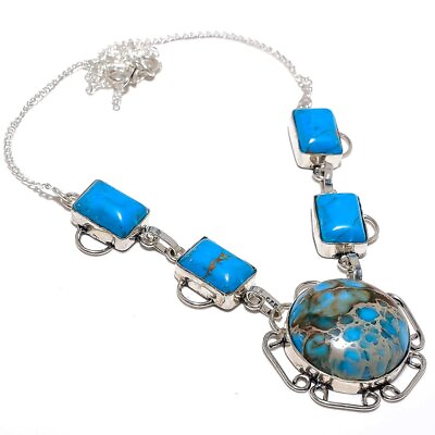 #ad Natural Blue Sediment Jasper Gemstone 925 Sterling Silver Necklace 18quot; Z706 $19.98