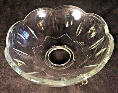 #ad NEW 4quot; Pressed Glass Round Lamp Prism Chandelier Bobeche w 4 Brass Pins #BB914 $13.78