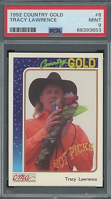 #ad 1992 Sterling CMA Country Gold Tracy Lawrence Rookie PSA 9 Mint RC #8 $19.99