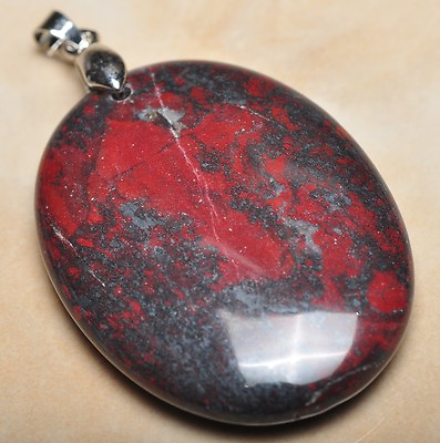 #ad Extremely Red Natural Bloodstone 925 Sterling Silver Clasp 2quot; Pendant #P09567 $9.74