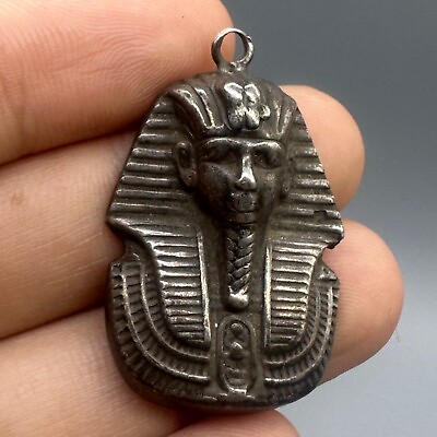 #ad Rare genuine ancient Egyptian solid silver pharaoh amulet $220.00