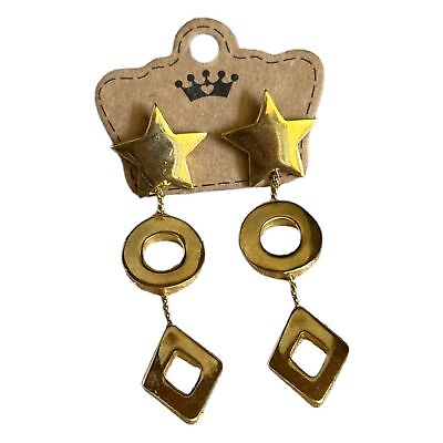 #ad Boutique Star Geometric Yellow Gold Tone Dangle Earrings $18.00