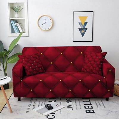 #ad #ad 1 2 3 4 Seater Elastic Sofa Cover Geometric Print Sectional Slipcover Protector $36.51