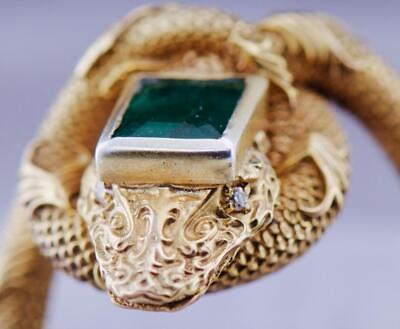 #ad Antique Victorian Snake Serpent Ring 18k Gold Diamonds 1ct Emerald c1880#x27;s RARE $6724.17