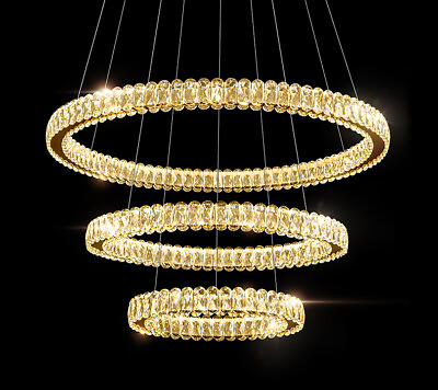 #ad Ring LED Crystal Pendant Light Ceiling Lamp Dining Living Room Circle Chandelier $622.27