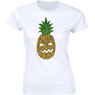 #ad Scary Halloween Pineapple Jack O Lantern Hawaiian Women#x27;s T shirt Tee $12.99