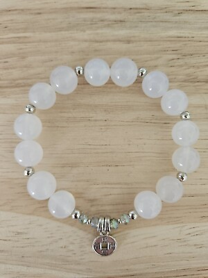 #ad handmade bracelet natural agate main stone white round shape 6.2 In $18.95