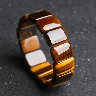#ad Genuine Tiger#x27;s Eye Handmade Healing Reiki Luck Balance Stretch Bangle Bracelet $13.56
