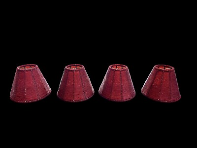 #ad #ad Set Of 4 Pottery Barn Beaded Burgundy Red Chandelier Shades RETIRED $57.13