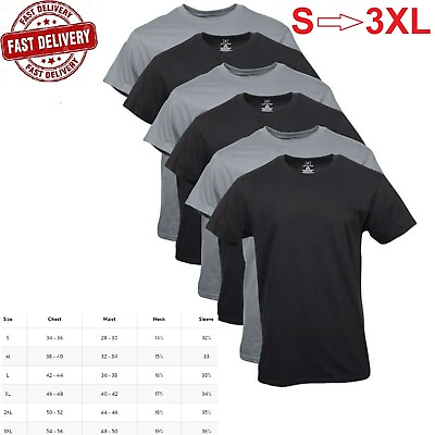 #ad George Men#x27;S Assorted Crew T Shirts 6 Pack Size SMLXL2XL3XL $29.49