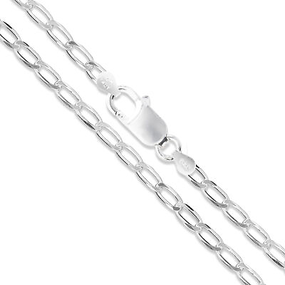 #ad Sterling Silver Diamond Cut Long Curb Chain 3mm Solid 925 Italy New Necklace $14.29