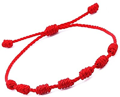 #ad Red 7 Knot Adjustable Bracelet Protect Yourself from Ill Intentions Hex amp; $3.95