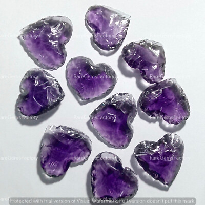 #ad Amethyst Heart Stone Handcrafted Glass Healing Crystal Metaphysical Love Charm $11.49