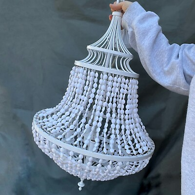 #ad #ad Light Fixture Chandelier White Plastic Beaded Girls Room 30.5quot; Draped Classic $150.00