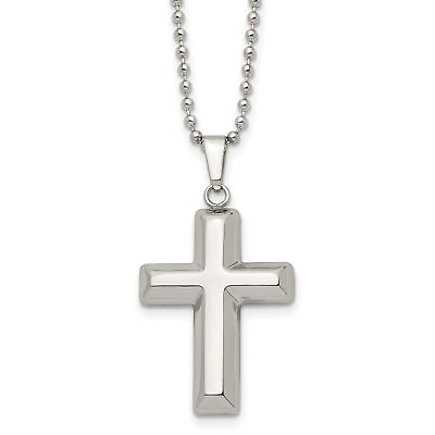 #ad Stainless Steel Polished Hollow Cross Necklace $45.99