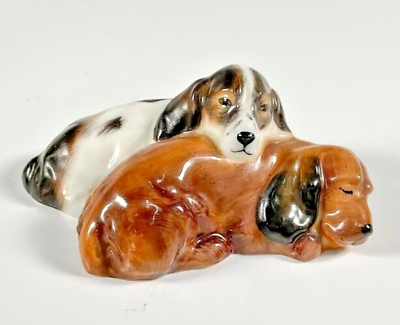 #ad ROYAL DOULTON PORCELAIN FIGURINE Sleeping Cocker Spaniel Dogs HN 2590 England $45.00
