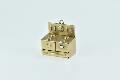 #ad 14K 3D Articulated Stove Proving Drawer Hot Stuff Charm Pendant Yellow Gold *72 $539.96