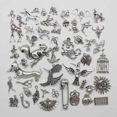 #ad Antique Silver Jewelry Finding Charms Pendants Carfts DIY 108 style optional $1.29