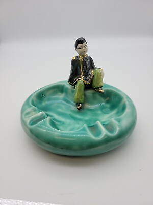 #ad Vintage Ceramic Oriental Japanese Figural Ashtray Signed E Maria Reeves $24.99