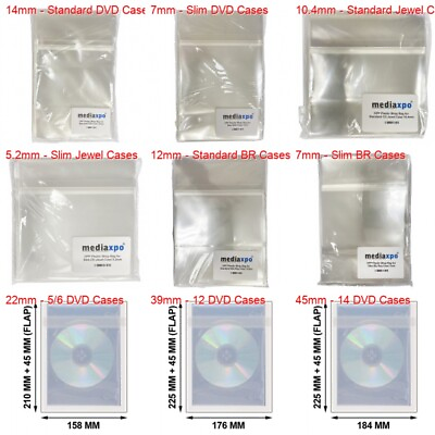#ad OPP Clear Resealable Plastic Wrap Bag CD DVD Blu ray Cases All Sizes Lot $268.95
