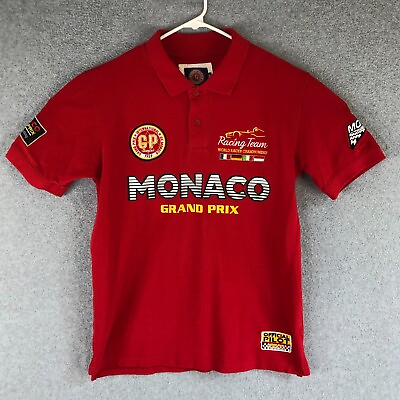 #ad Gazzoil Shirt Adult Large Red Polo Monaco Grand Prix Official Pilot Shirt Mens $29.04