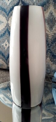 #ad White and Purple hand blown glass vase Beautiful glass thick 10.5quot;tall3quot; mouth $19.99