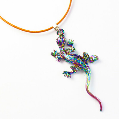 #ad Rainbow Tibetan Silver lizard Adjustable Necklace 17.5quot; $9.35