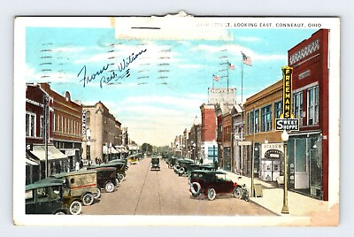 #ad Antique Cars Main Street Conneaut Ohio Vintage Postcard OLP19 $3.00