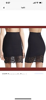 #ad Commando Black sexy smooth half slip mini shape wear skirt lace trimmed XL New $44.00