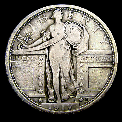 #ad 1917 Type 1 Standing Liberty Quarter Silver Type Coin #IK400 $75.00