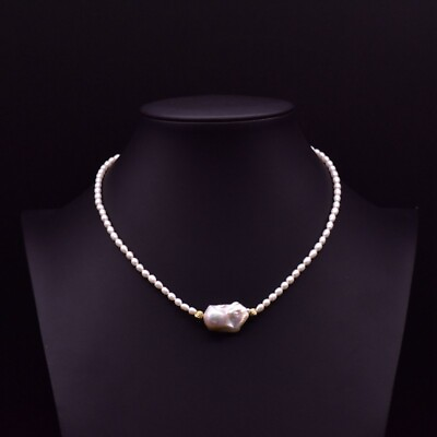 #ad Natural Baroque Pearl Bib Choker Necklace Women Collar Pendant Statement Jewelry $28.67