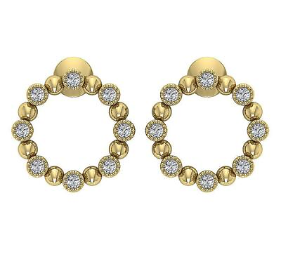 #ad Natural Round Diamond SI1 G 0.50Ct 14K Solid Gold Fashion Circle Earrings 0.61quot; $629.99