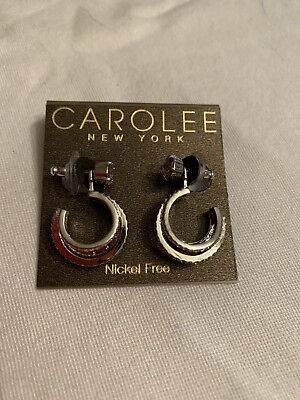 #ad NWT Carolee Silver Tone 1” Drop Jacket Earrings B228 $20.38