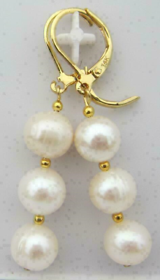 #ad Perfect Akoya AAAA 9 10mm White Pearl Earrings 14K GOLD $15.98