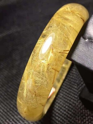#ad Natural Gold Rutilated Quartz Gems Crystal Fashion Bangle Inner Diameter 57mm $790.00