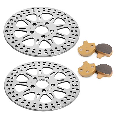 #ad 11.5quot; Polished Front Brake Rotors Pads Electra Glide FLHT Road King FLHR 86 99 $139.88