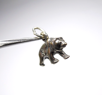 #ad VINTAGE BEAR FOREST ANIMAL PENDANT CHARM STERLING SILVER 925 $14.98