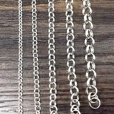 #ad Silver Rolo Chain Round Linked Belcher Chain Neckalce 3mm 4mm 5mm 6mm 7mm Chain $314.99
