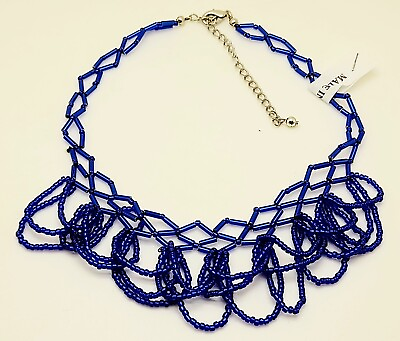#ad Vintage boho style royal blue Adjustable Beaded party Choker Necklace fashion $27.99