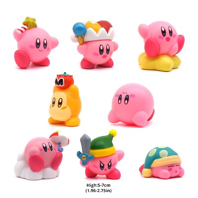#ad 8Pcs Kirby Cute Cartoon Pink Kirby Mini PVC Anime Action Figure Toy Kids Gift $14.99