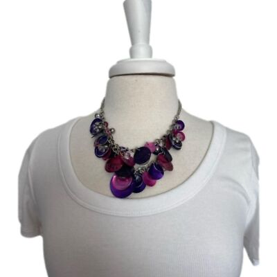 #ad Women#x27;s Fashion Jewelry Pink Purple Disk Bib Necklace $19.00