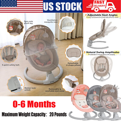 #ad Portable Baby Swing for Infants 5 Speed Electric Bluetooth Baby Rocker Newborn $75.99