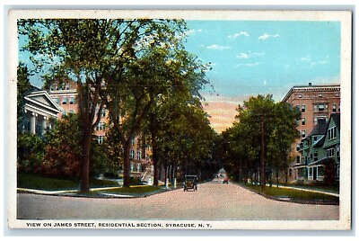 #ad c1910#x27;s View On James Street Residential Section Car Syracuse NY Postcard $14.98