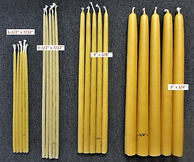 #ad Pure YELLOW BEESWAX Taper CANDLES 100% cotton wicks Smokeless drip less USA $310.00