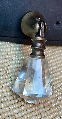 #ad Victorian Teardrop Drawer Pull Handle Drop Knob Glass Brass Vintage Finial tear $13.39