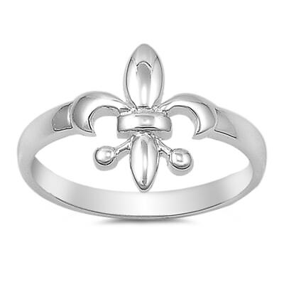 #ad Sterling Silver Fleur De Lis Ring French Symbol Lily Design Solid 925 Sizes 4 10 $13.29