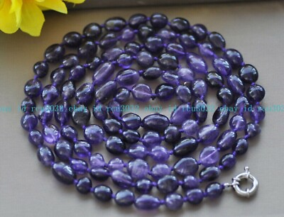 #ad Natural Purple Amethyst 8 10mm Irregular Freeform Gemstone Beads Necklace 16 50quot; $8.54