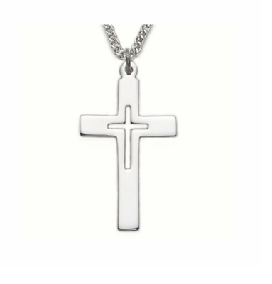 #ad STERLING SILVER CROSS NECKLACE IN A PIERCED DESIGN NECKLACE amp; CHAIN $69.99